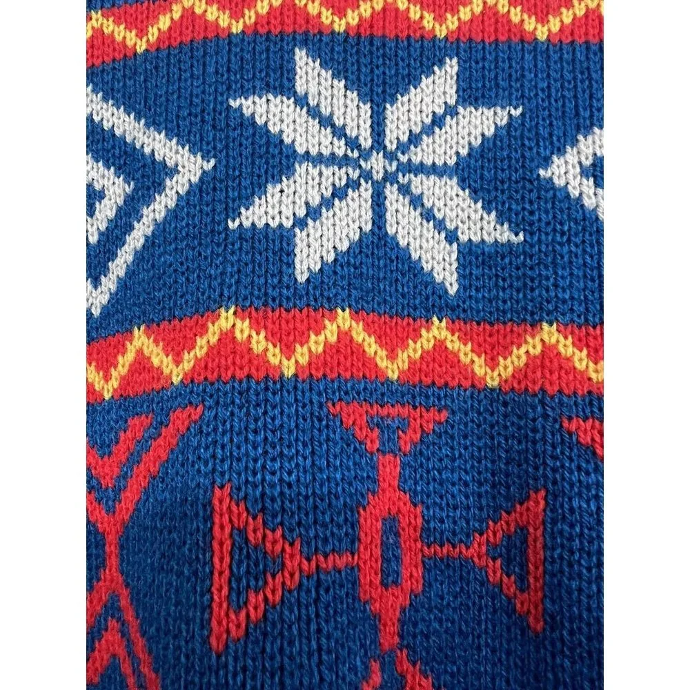 Vtg  80s Van Cort Sweater Men Unisex Small Multicolor Fair Isle Ski Aztec Tribal